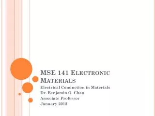 MSE 141 Electronic Materials