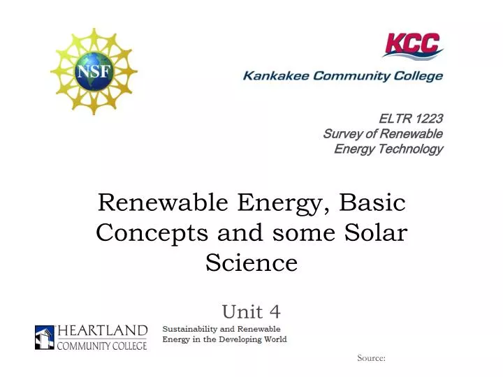 renewable energy basic concepts and some solar science