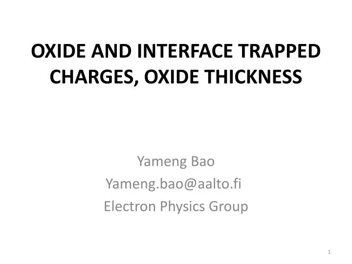 oxide and interface trapped charges oxide thickness