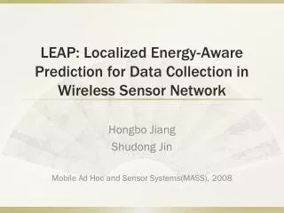 LEAP: Localized Energy-Aware Prediction for Data Collection in Wireless Sensor Network