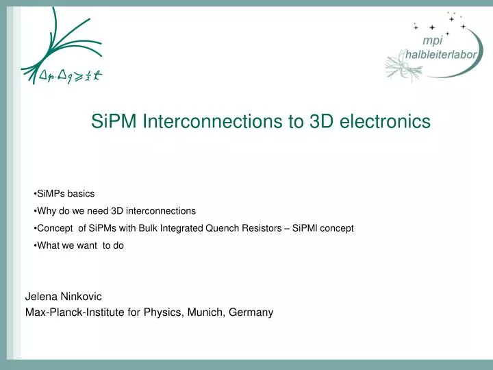 sipm interconnections to 3d electronics
