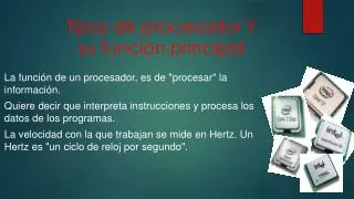 tipos de procesador y su funci n principal