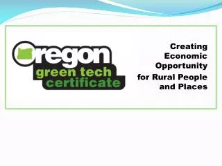 Creating Economic Opportunity for Rural People and Places