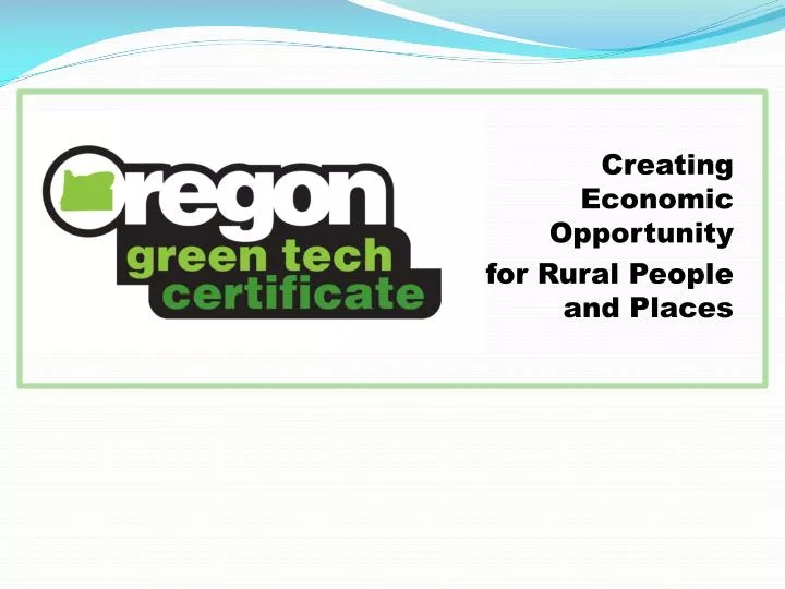 creating economic opportunity for rural people and places
