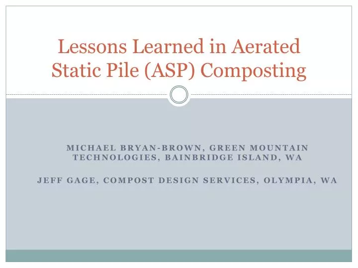 lessons learned in aerated static pile asp composting