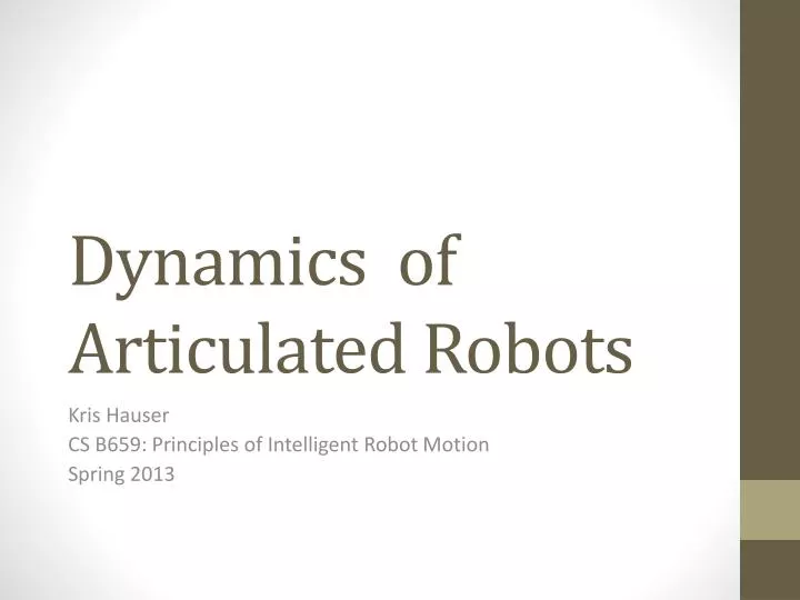 dynamics of articulated robots