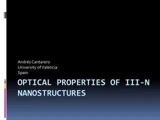 Optical properties of iii-n nanostructures