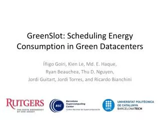 GreenSlot : Scheduling Energy Consumption in Green Datacenters