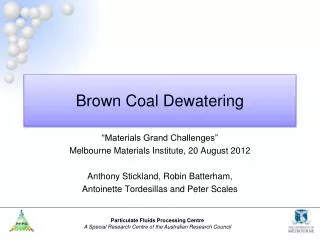 Brown Coal Dewatering