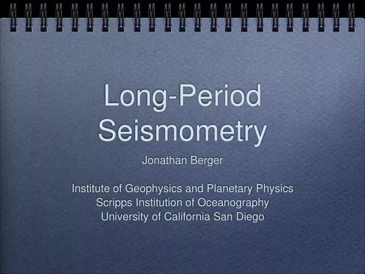 long period seismometry
