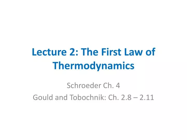 lecture 2 the first law of thermodynamics