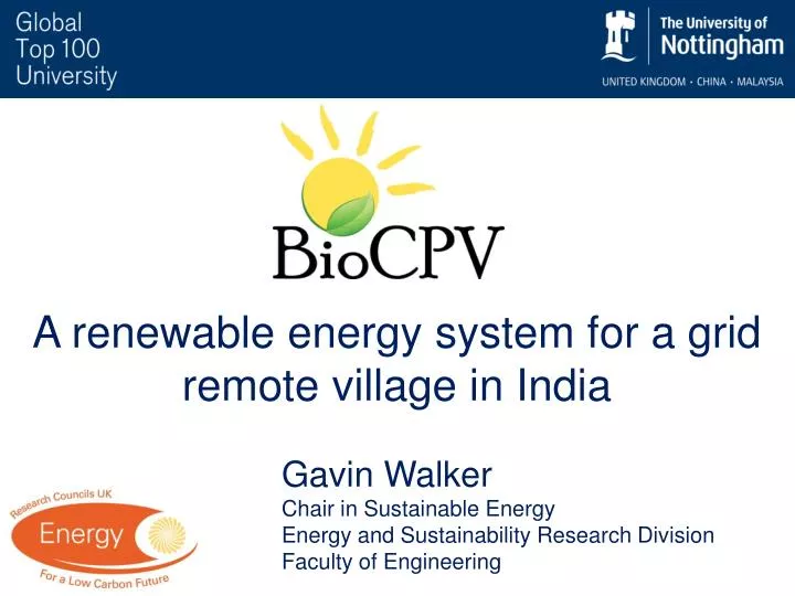a renewable energy system for a grid remote village in india