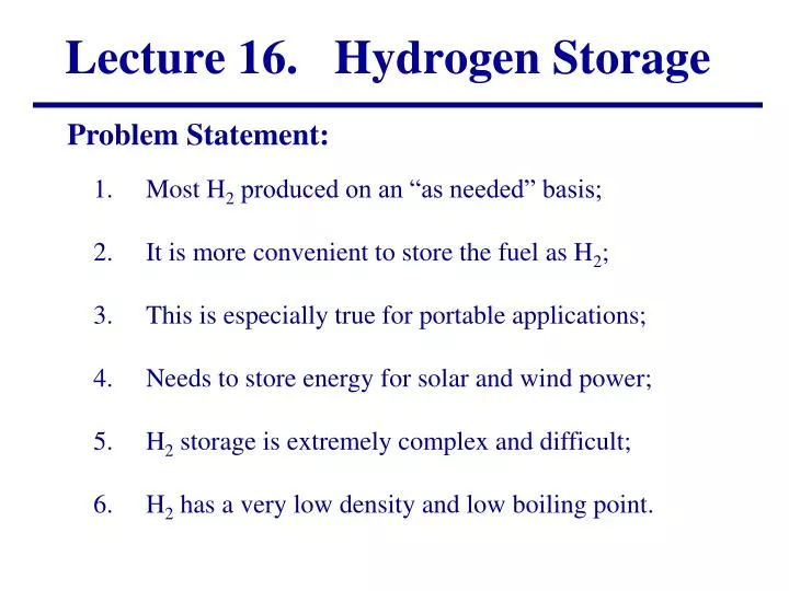 lecture 16 hydrogen storage