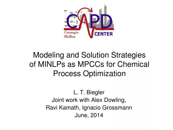 modeling and solution strategies of minlps as mpccs for chemical process optimization