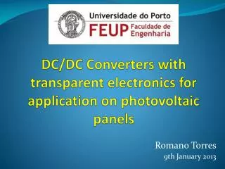 DC/DC Converters with transparent electronics for application on photovoltaic panels