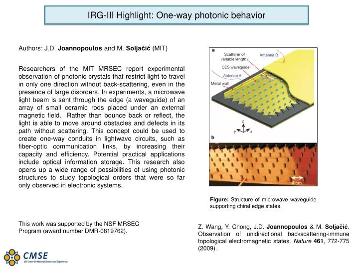 irg iii highlight one way photonic behavior