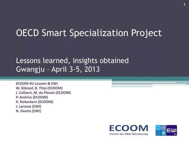 oecd smart specialization project lessons learned insights obtained gwangju april 3 5 2013