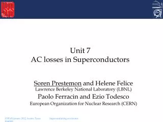Unit 7 AC losses in Superconductors