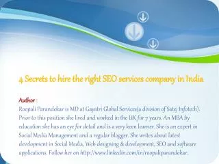 4 Secrets to hire the right SEO services company in India