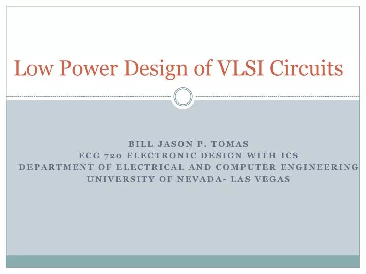low power design of vlsi circuits