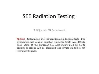SEE Radiation Testing