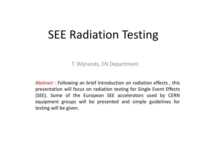 see radiation testing