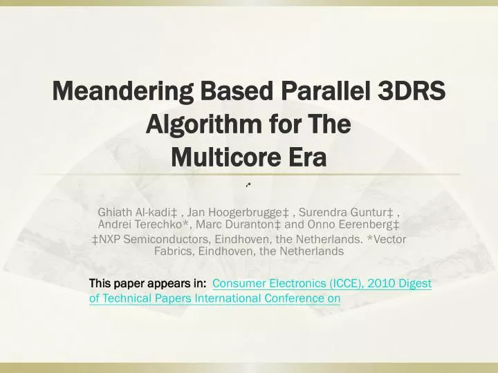 meandering based parallel 3drs algorithm for the multicore era