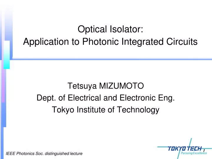 optical isolator application to photonic integrated circuits