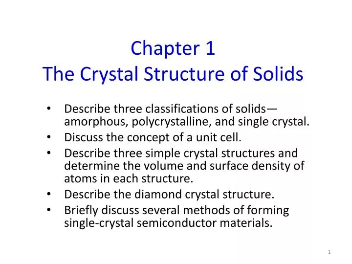 chapter 1 the crystal structure of solids