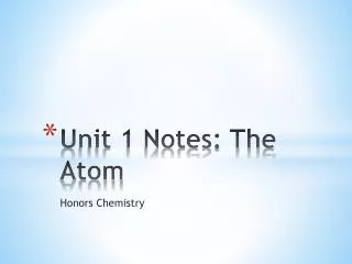 Unit 1 Notes: The Atom