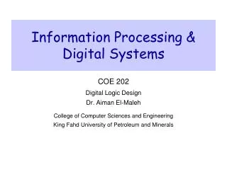 Information Processing &amp; Digital Systems