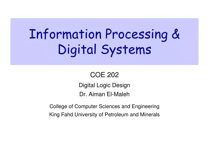 information processing digital systems