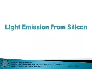 Light Emission From Silicon