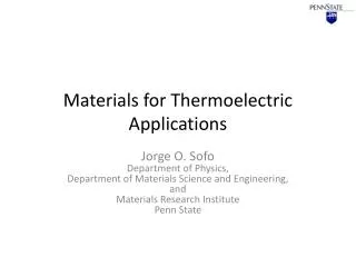 Materials for Thermoelectric Applications