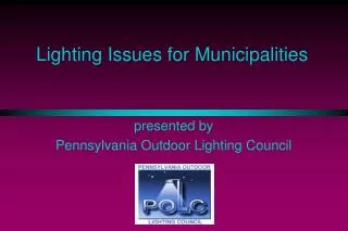 Lighting Issues for Municipalities