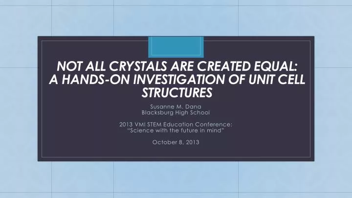 not all crystals are created equal a hands on investigation of unit cell structures