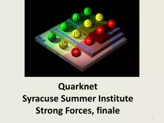 Quarknet Syracuse Summer Institute Strong Forces, finale