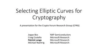 Selecting Elliptic Curves for Cryptography