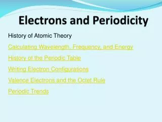 Electrons and Periodicity