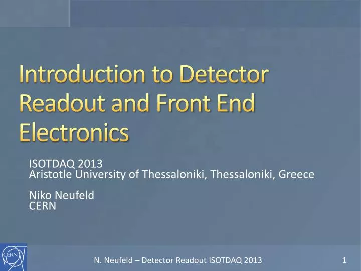 introduction to detector readout and front end electronics
