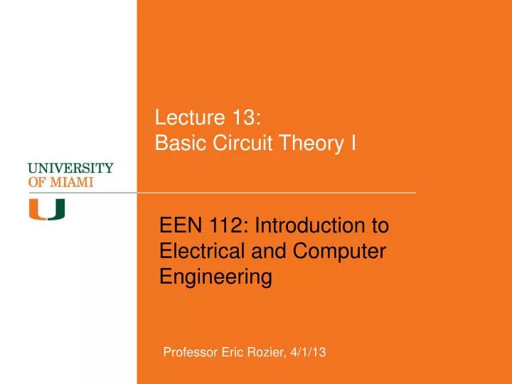 lecture 13 basic circuit theory i