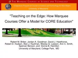 &quot;Teaching on the Edge: How Marquee Courses Offer a Model for CORE Education&quot;