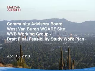 Community Advisory Board West Van Buren WQARF Site WVB Working Group - Draft Final Feasibility Study Work Plan