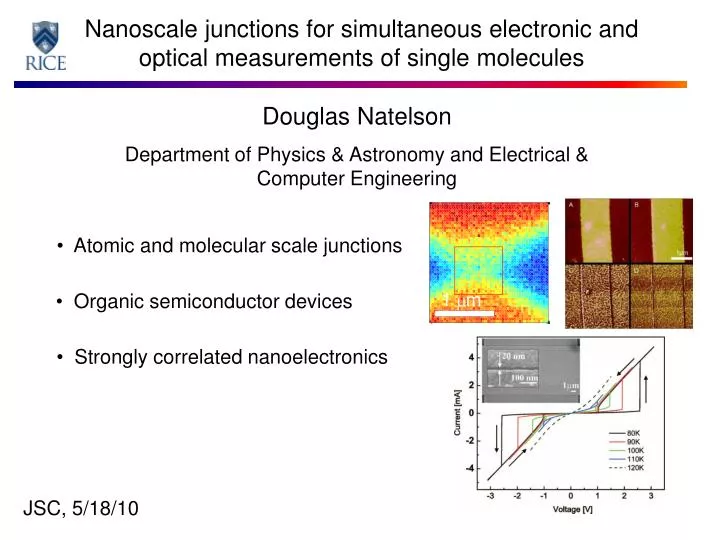 nanoscale junctions for simultaneous electronic and optical measurements of single molecules