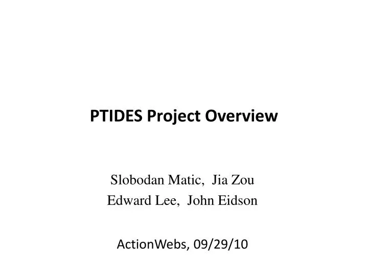 ptides project overview