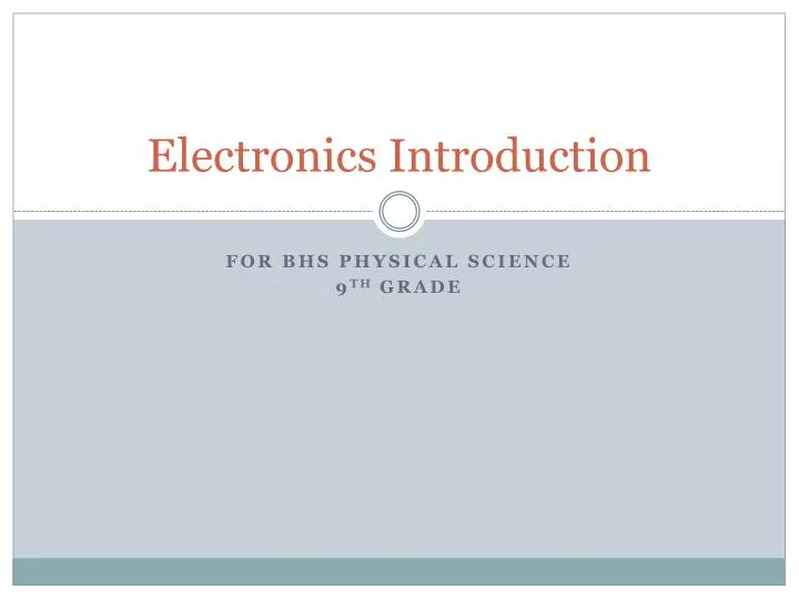 electronics introduction