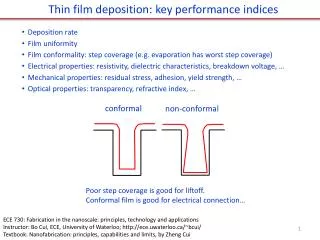 Thin film deposition: key performance indices