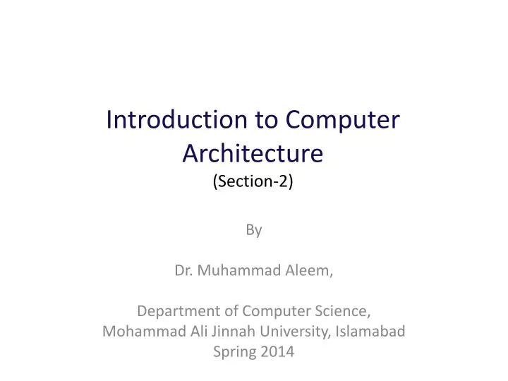 introduction to computer architecture section 2