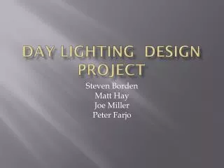 Day lighting Design Project