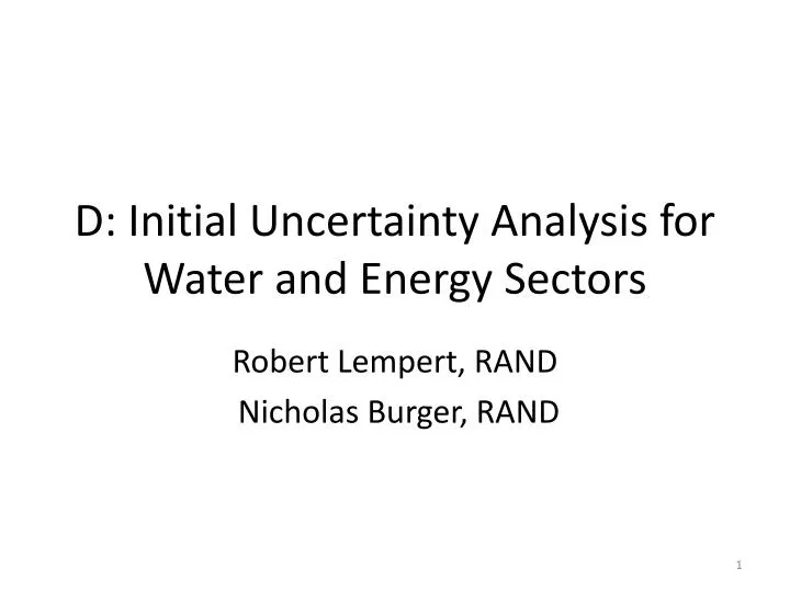d initial uncertainty analysis for water and energy sectors